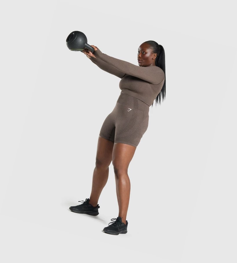 Gymshark Vital Seamless 2.0 Naisten Shortsit Ruskea | IOHEMQ237