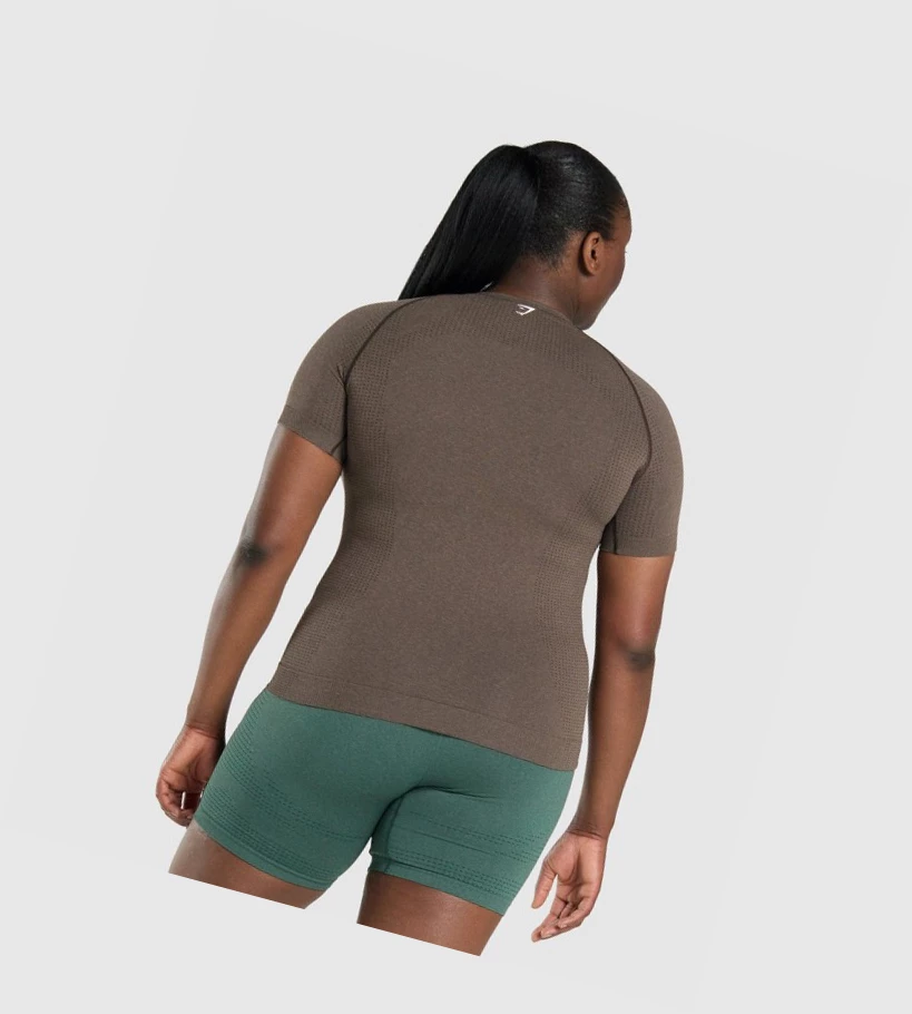 Gymshark Vital Seamless 2.0 Naisten T Paidat Ruskea | DCRMWP451