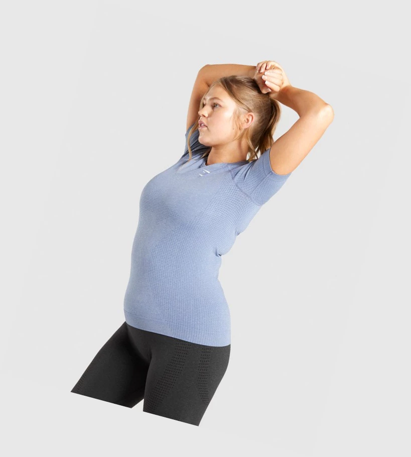 Gymshark Vital Seamless 2.0 Naisten T Paidat Sininen | FPXHYG502