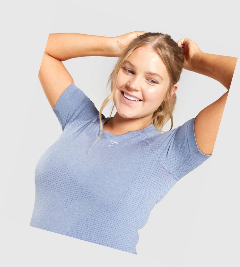 Gymshark Vital Seamless 2.0 Naisten T Paidat Sininen | FPXHYG502