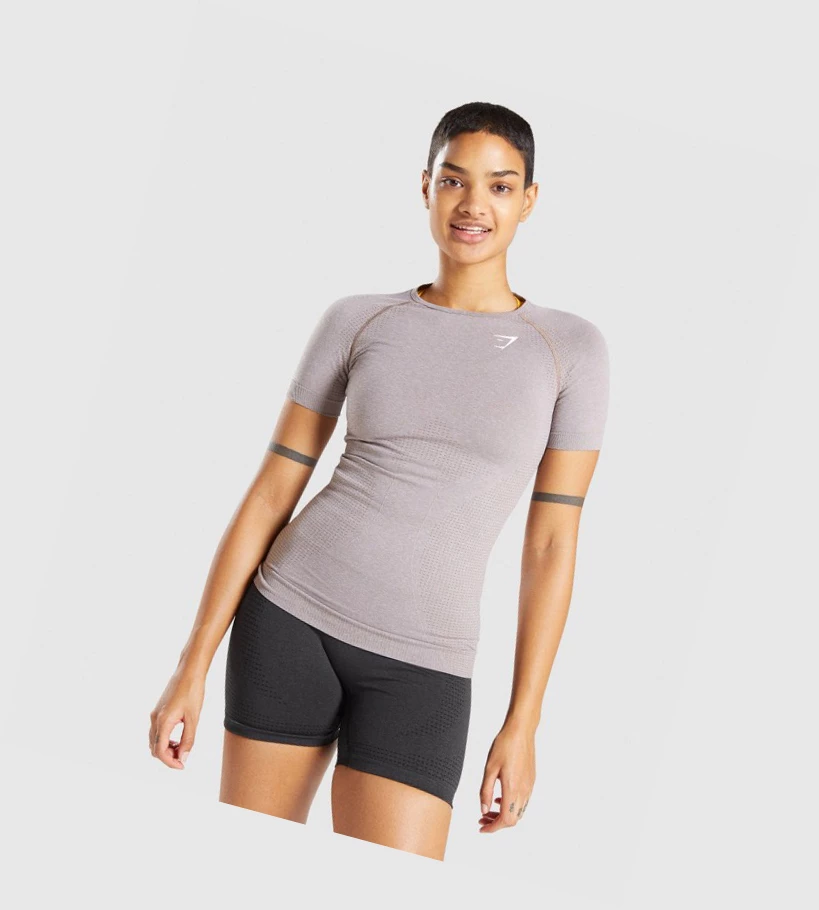 Gymshark Vital Seamless 2.0 Naisten T Paidat Harmaat Ruskea | LCAMBF863