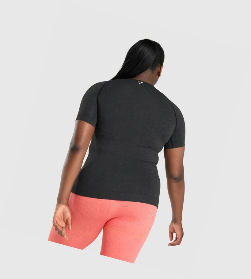 Gymshark Vital Seamless 2.0 Naisten T Paidat Mustat | OFJSMX502