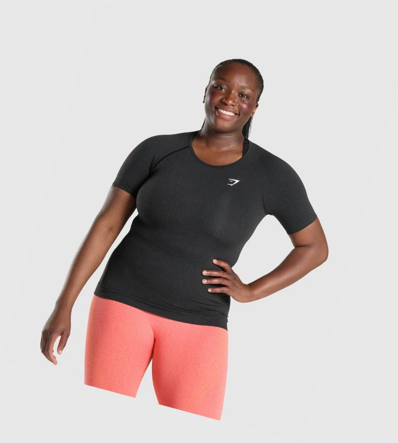 Gymshark Vital Seamless 2.0 Naisten T Paidat Mustat | OFJSMX502