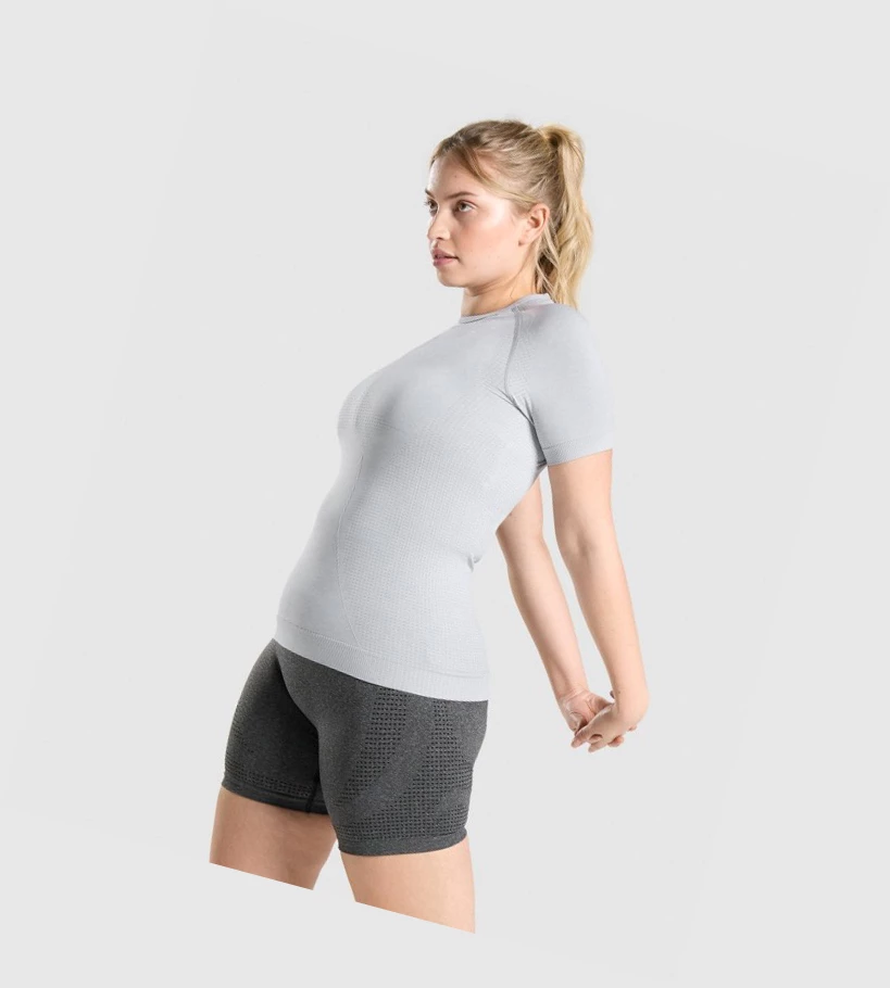 Gymshark Vital Seamless 2.0 Naisten T Paidat Vaaleanharmaat | PYITDV951