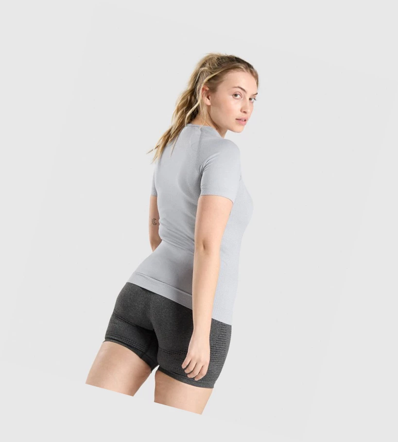 Gymshark Vital Seamless 2.0 Naisten T Paidat Vaaleanharmaat | PYITDV951