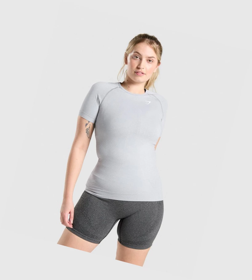 Gymshark Vital Seamless 2.0 Naisten T Paidat Vaaleanharmaat | PYITDV951