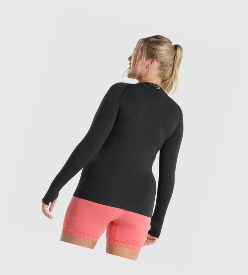 Gymshark Vital Seamless 2.0 Top Naisten T Paidat Mustat | QRPUOI890