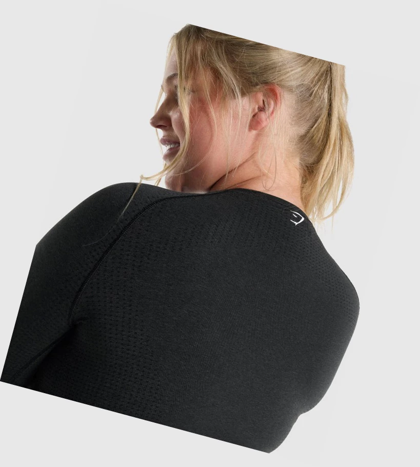 Gymshark Vital Seamless 2.0 Top Naisten T Paidat Mustat | QRPUOI890