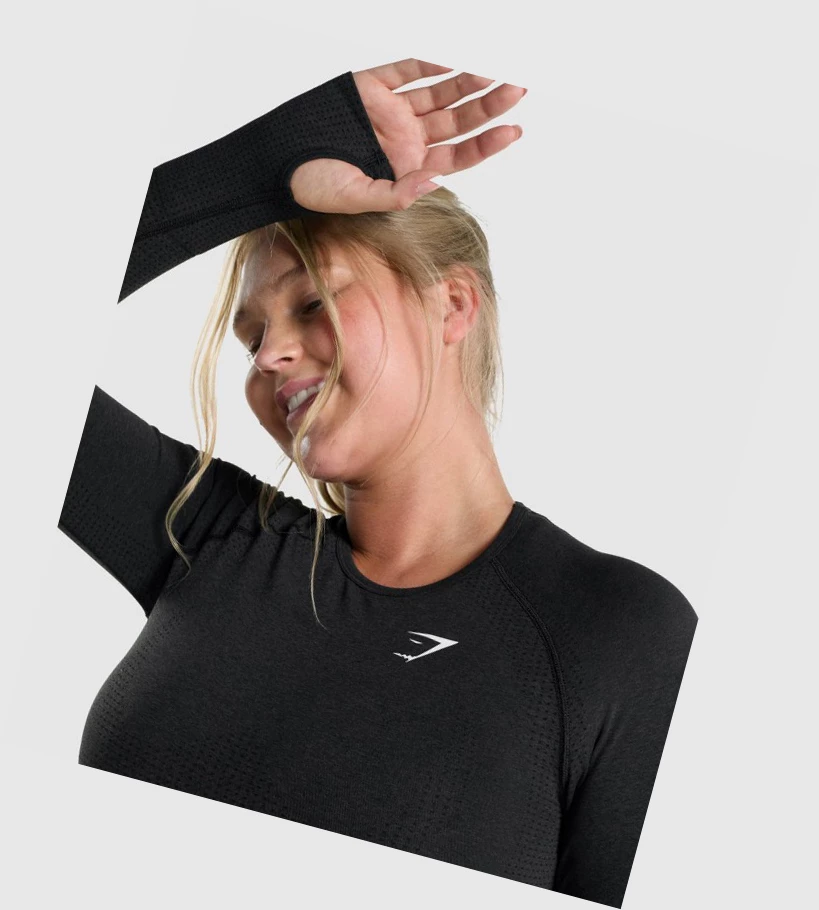 Gymshark Vital Seamless 2.0 Top Naisten T Paidat Mustat | QRPUOI890