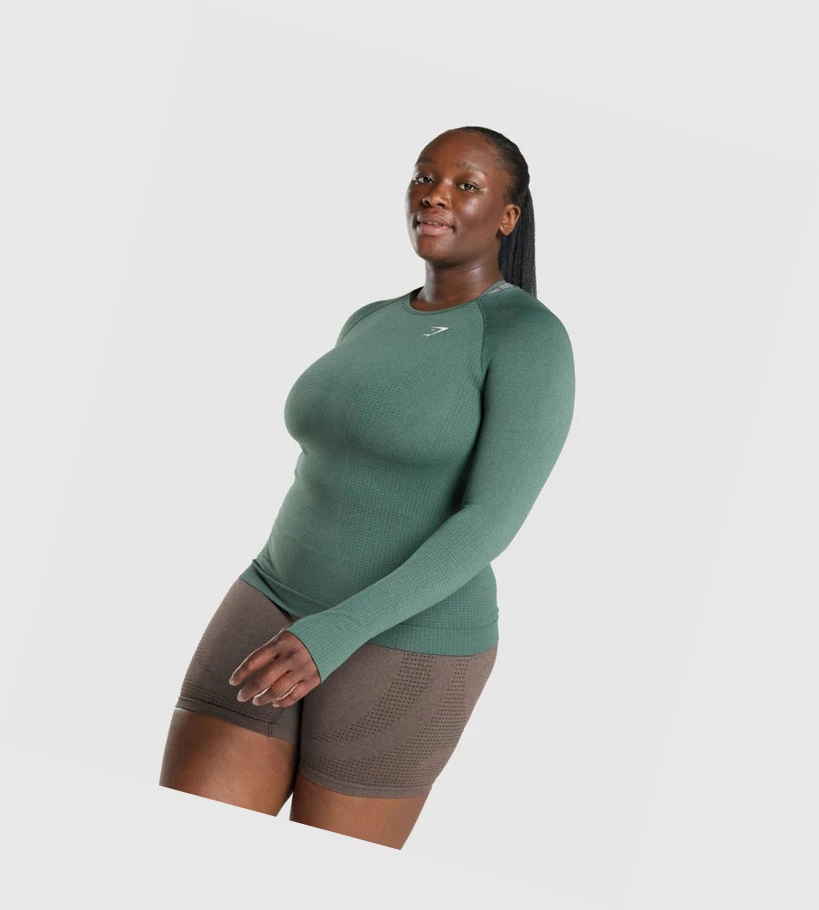 Gymshark Vital Seamless 2.0 Top Naisten T Paidat Tummanvihreä | ZCGLTQ246