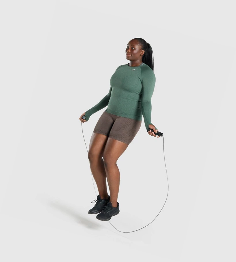 Gymshark Vital Seamless 2.0 Top Naisten T Paidat Tummanvihreä | ZCGLTQ246