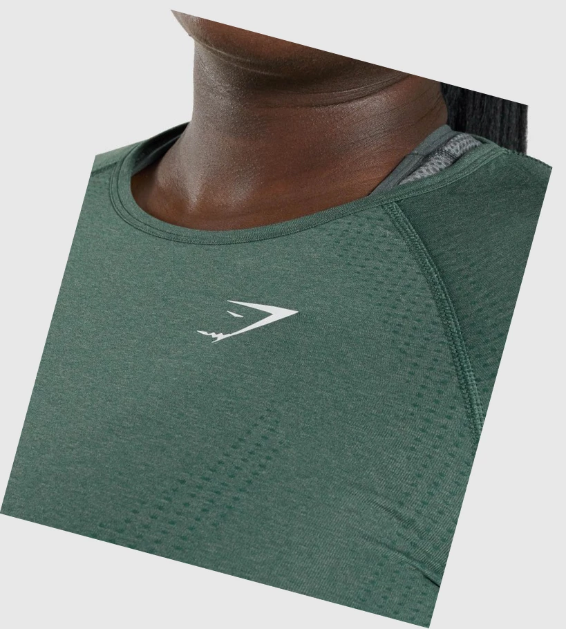 Gymshark Vital Seamless 2.0 Top Naisten T Paidat Tummanvihreä | ZCGLTQ246