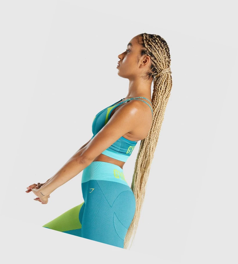 Gymshark WTFlex Seamless Asymmetric Strappy Naisten Urheiluliivit Sininen | SFWPMI594