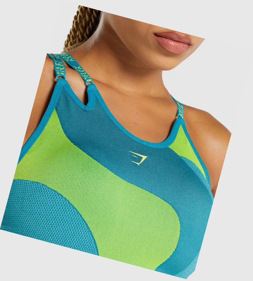 Gymshark WTFlex Seamless Asymmetric Strappy Naisten Urheiluliivit Sininen | SFWPMI594