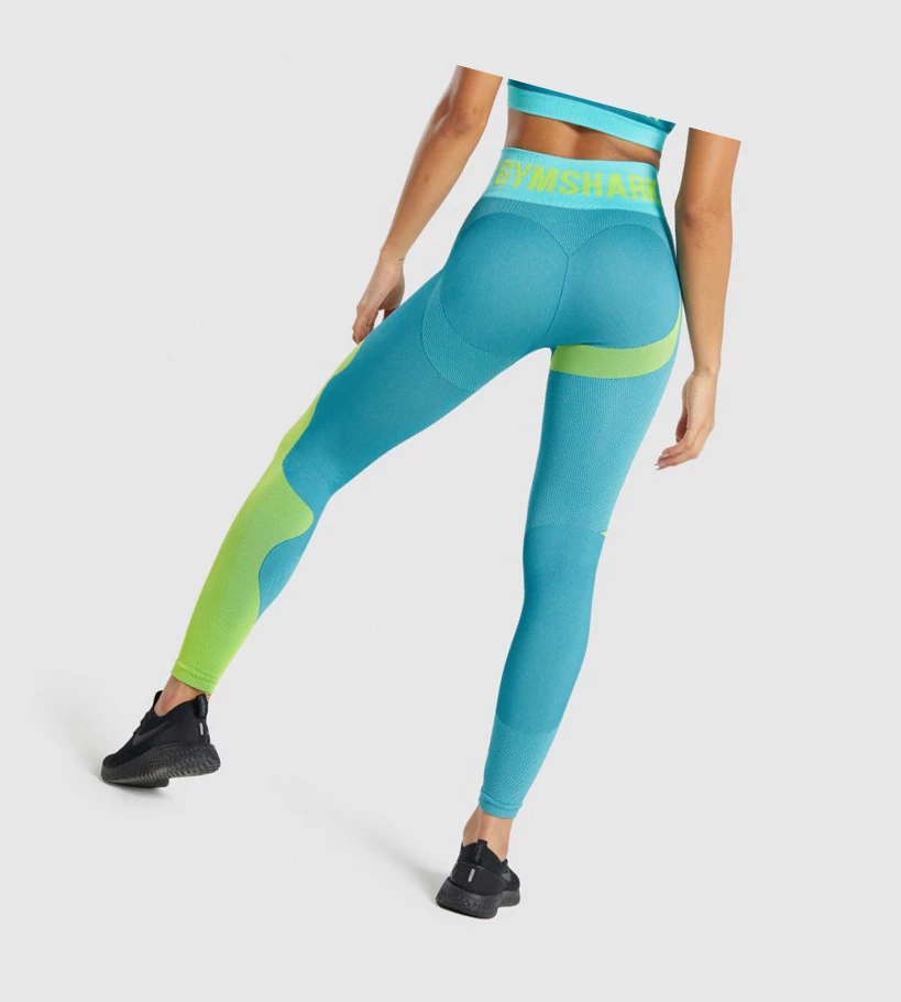 Gymshark WTFlex Seamless High Waisted Naisten Leggingsit Sininen | OBAVFI536
