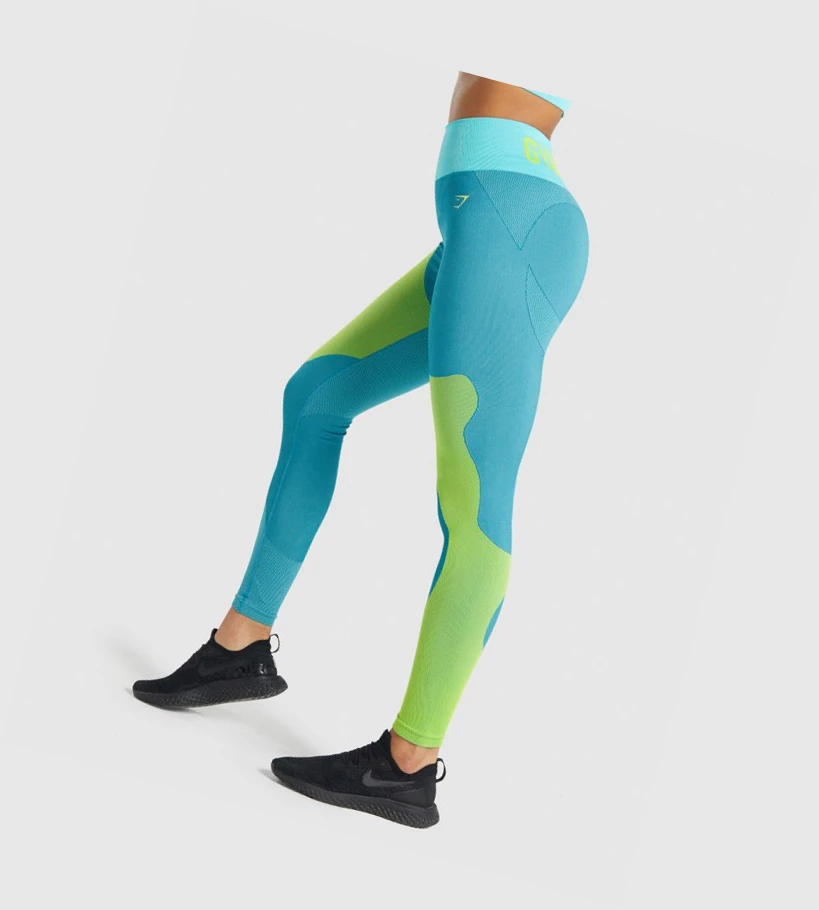 Gymshark WTFlex Seamless High Waisted Naisten Leggingsit Sininen | OBAVFI536