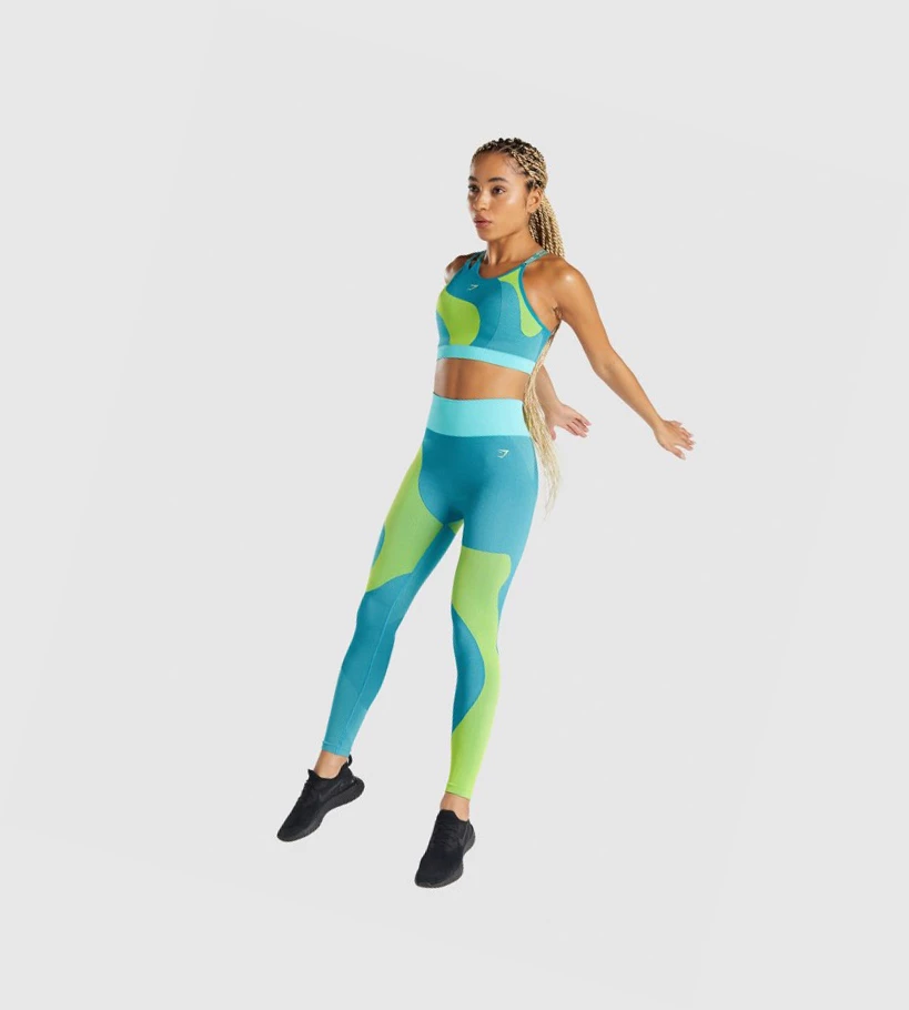 Gymshark WTFlex Seamless High Waisted Naisten Leggingsit Sininen | OBAVFI536