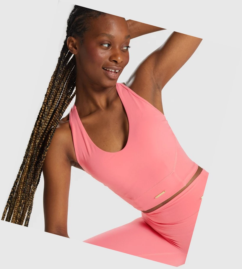 Gymshark Whitney Crop Naisten Hihaton Paita Pinkki | HTPYWE508