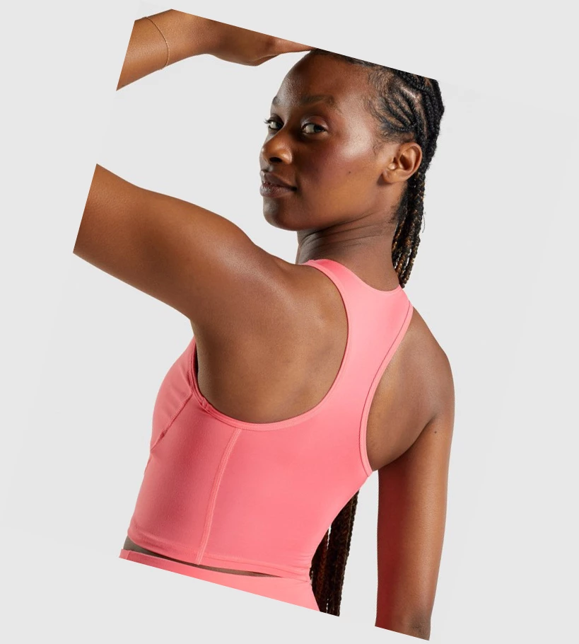 Gymshark Whitney Crop Naisten Hihaton Paita Pinkki | HTPYWE508