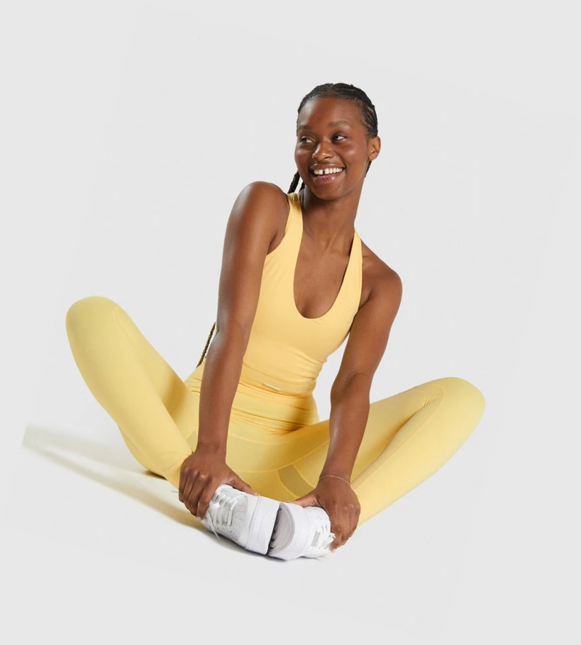 Gymshark Whitney Crop Naisten Hihaton Paita Keltainen | KNWVDH143