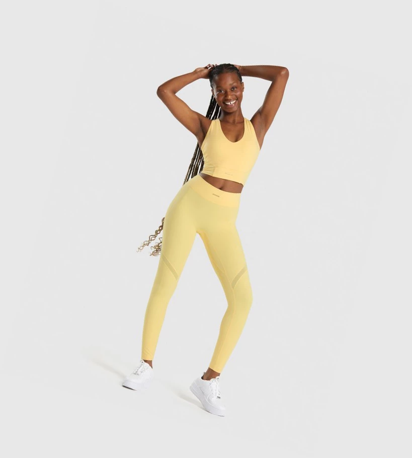 Gymshark Whitney Crop Naisten Hihaton Paita Keltainen | KNWVDH143