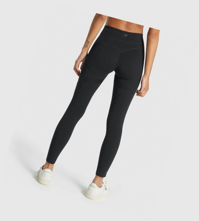 Gymshark Whitney Mesh High Waisted Naisten Leggingsit Mustat | JGEOUN187