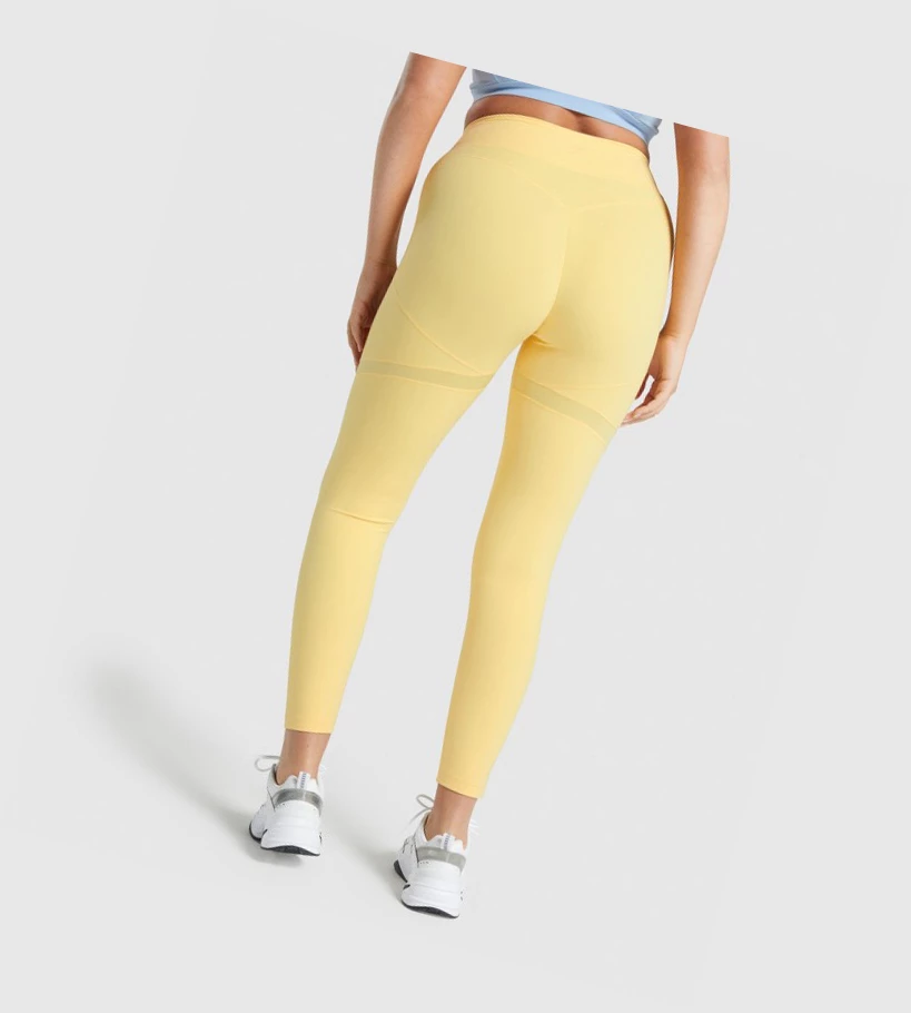 Gymshark Whitney Mesh High Waisted Naisten Leggingsit Keltainen | NWVHKM760