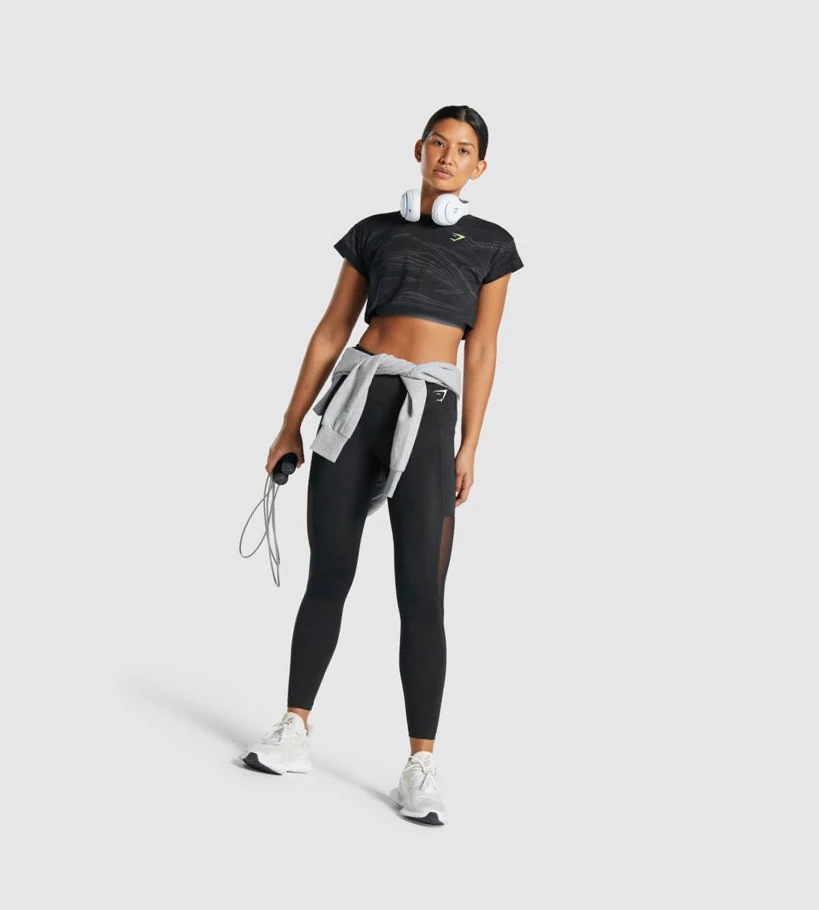 Gymshark Zone Graafinen Crop Naisten T Paidat Mustat Harmaat | AXSPRW530