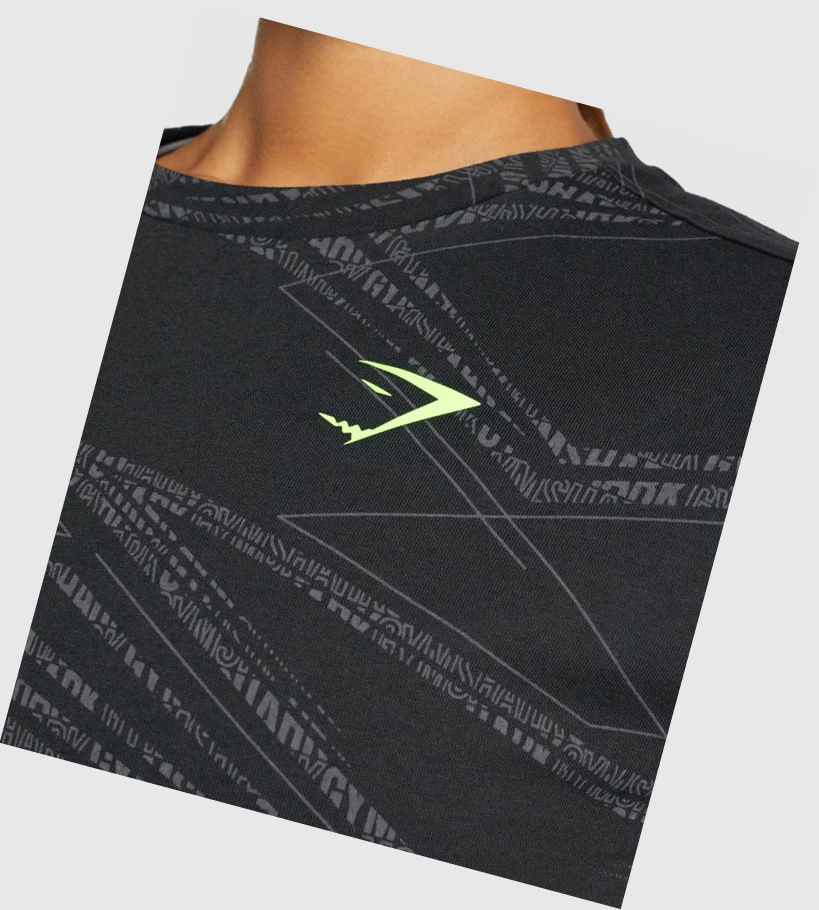 Gymshark Zone Graafinen Crop Naisten T Paidat Mustat Harmaat | AXSPRW530