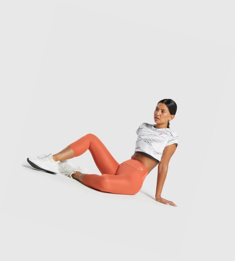 Gymshark Zone Graafinen Crop Naisten T Paidat Valkoinen Mustat | CBYPAM831