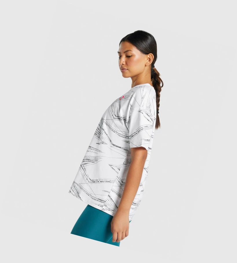 Gymshark Zone Graafinen Naisten T Paidat Valkoinen Mustat | FLMIGH186